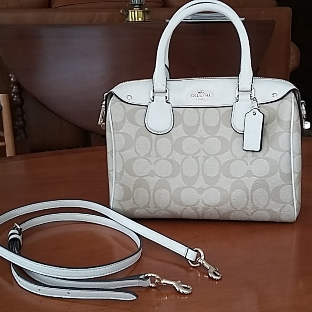 COACH PRINT WHITE LEATHER BAG